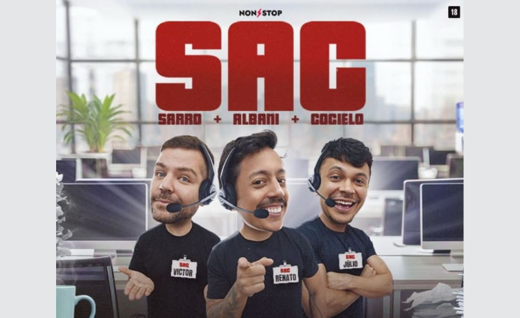 Non Stop apresenta Victor Sarro, Renato Albani e Júlio Cocielo com o espetáculo “S.A.C.” no Rio de Janeiro dia 09 de novembro.