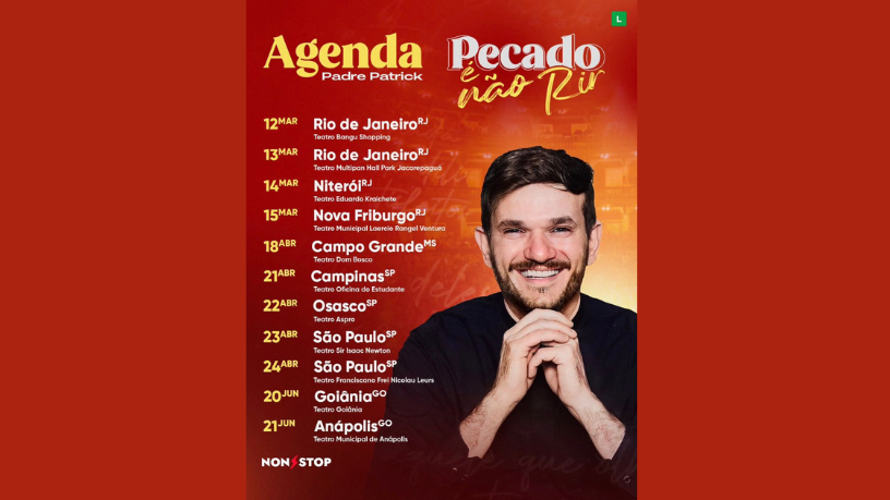 Non Stop revela Padre Patrick em um show onde o riso desafia o pecado e abre diálogo. (CRÉDITOS: RAFAEL STRABELLI)